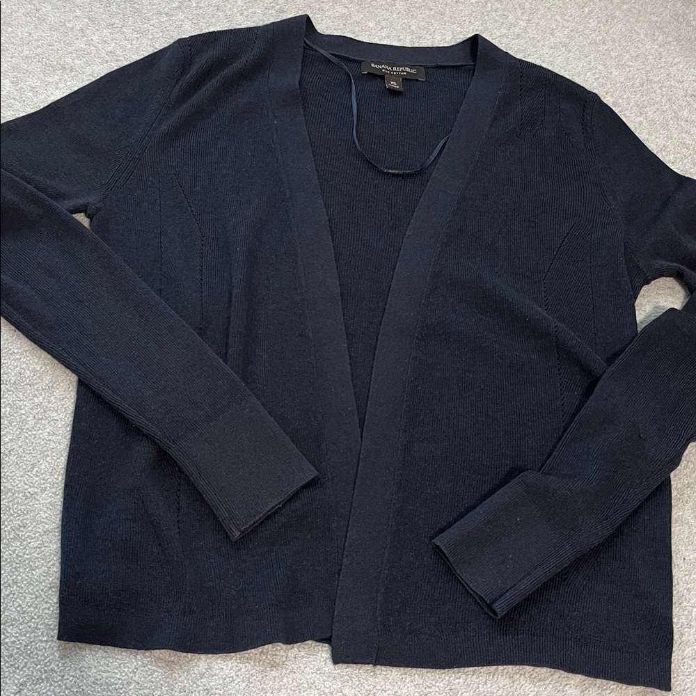 Blue Silk Cotton Sweater XS Preppy Academia Office Career Minimalist